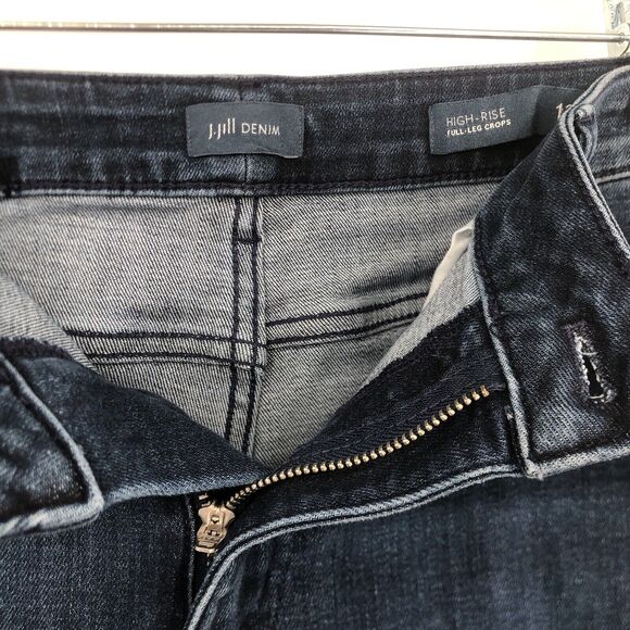 J. Jill Jeans High Rise Full Leg Crop Frayed Hem Stretch Size 12 Petite - Picture 6 of 11
